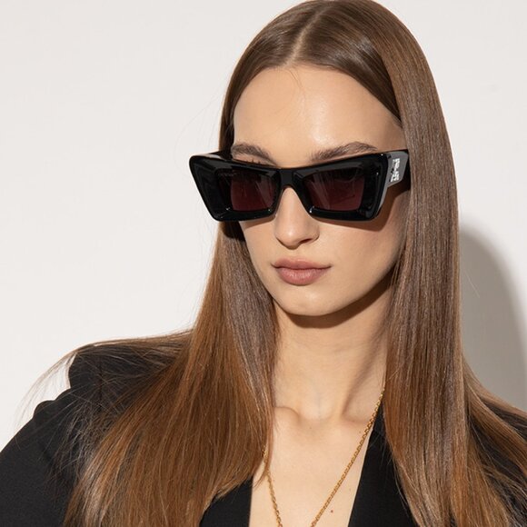 NEW OFF-WHITE CAT EYE SUNGLASSES ACCRA 007 BLACK GREY OFF-WHITE WOMEN EYEWEAR main image 2